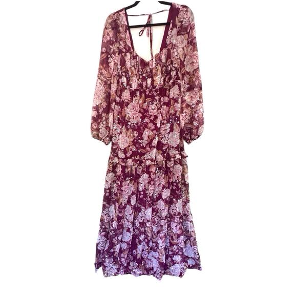 Altar’d State Womens‎ Burgundy Sequin Floral Maxi Dress Open Back Size Small - Picture 3 of 16